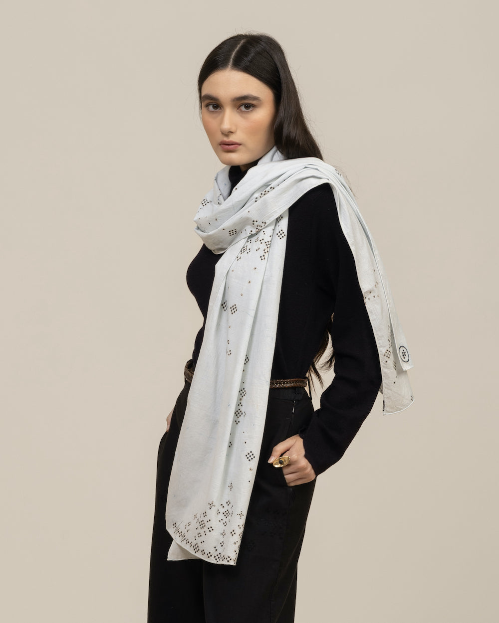 小物 MASU GALAXY SILK SCARF(BLACK) 2023SS】 MASU (マス/エムエーエスユー) 