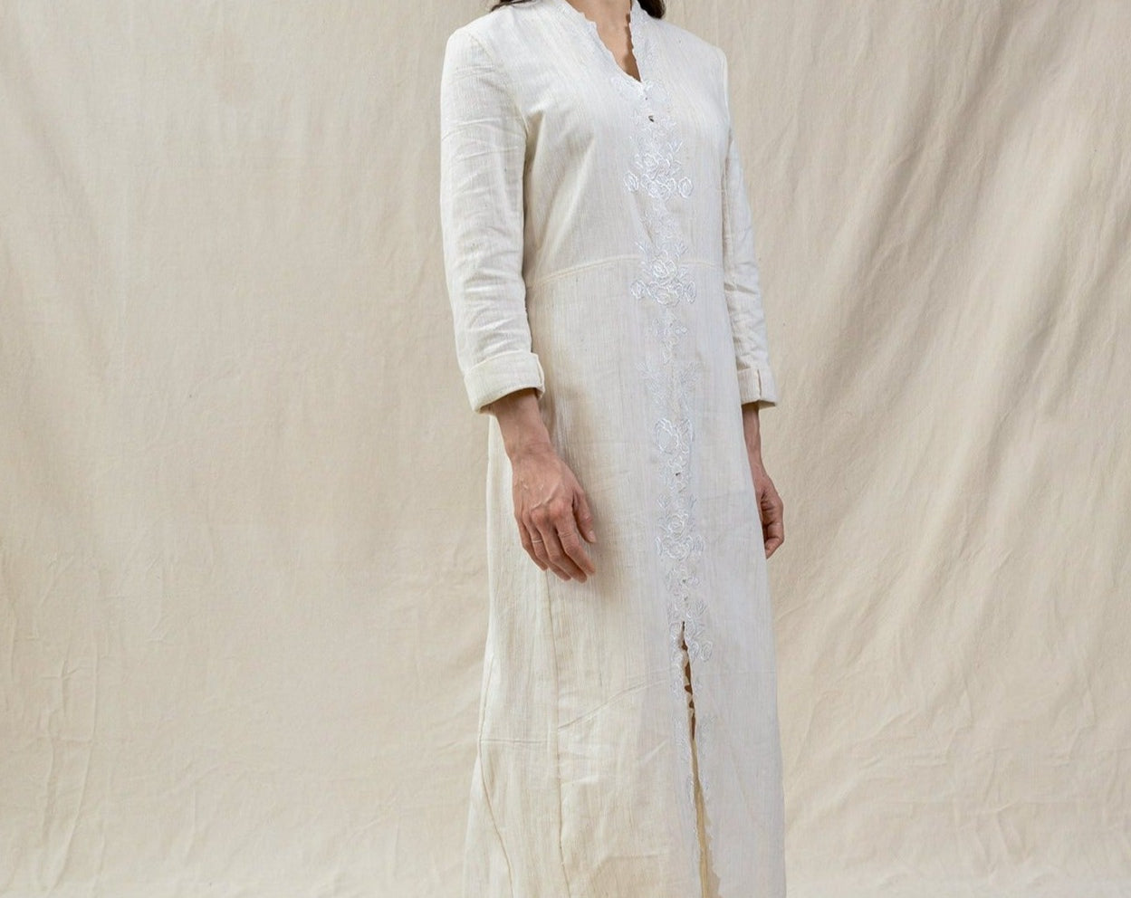white modest regenerative cotton dress