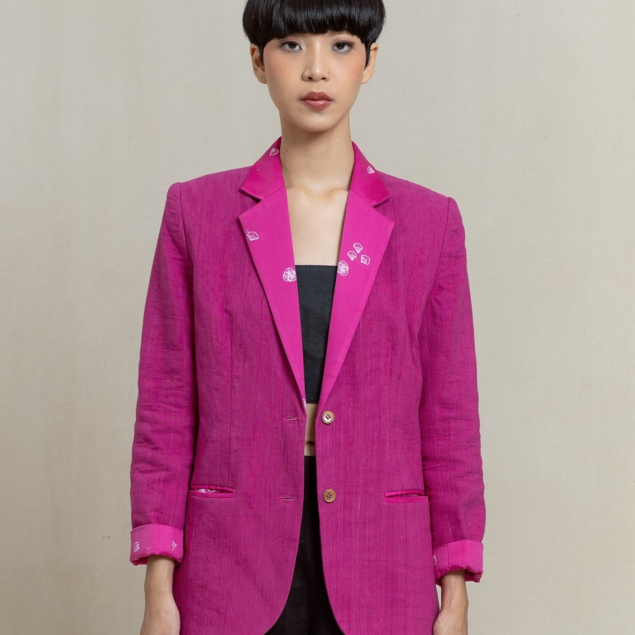 blazer, batik blazer, pink blazer, women's blazer, women's fashion, naturally dyed