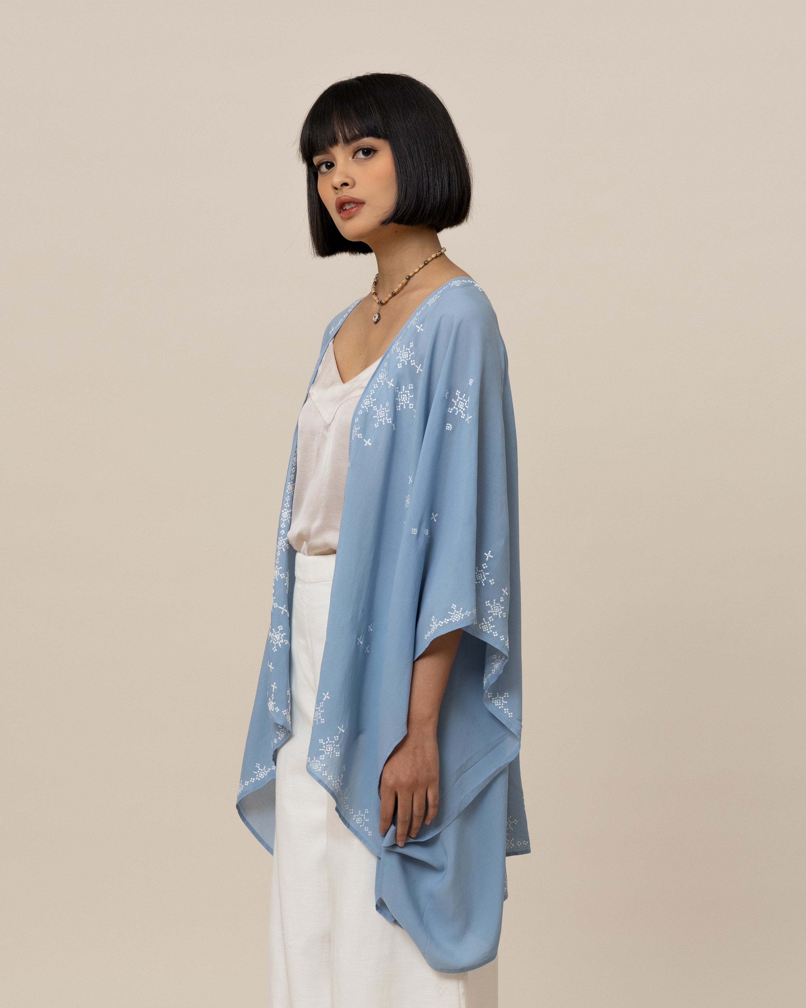 INDIGO SKY BLUE KIMONO WRAP INDIGO SKY BLUE KIMONO WRAP