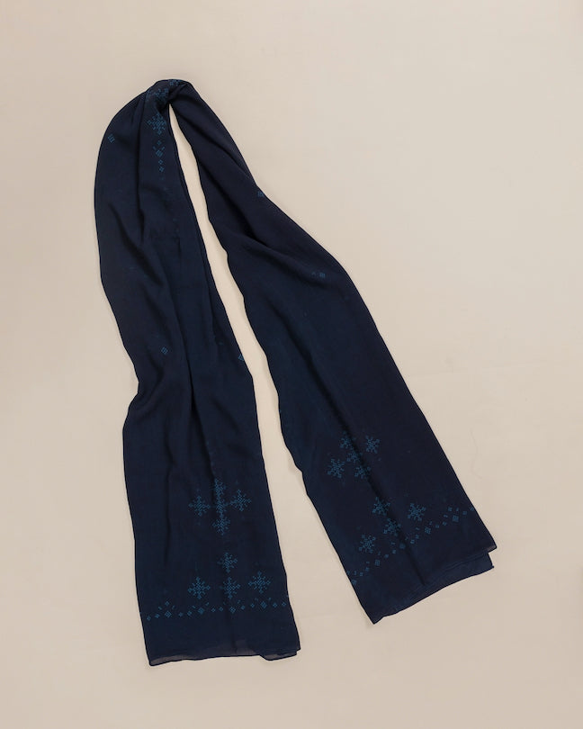 Unisex Indigo Long Scarf – Lightweight Hand-Dyed Cotton