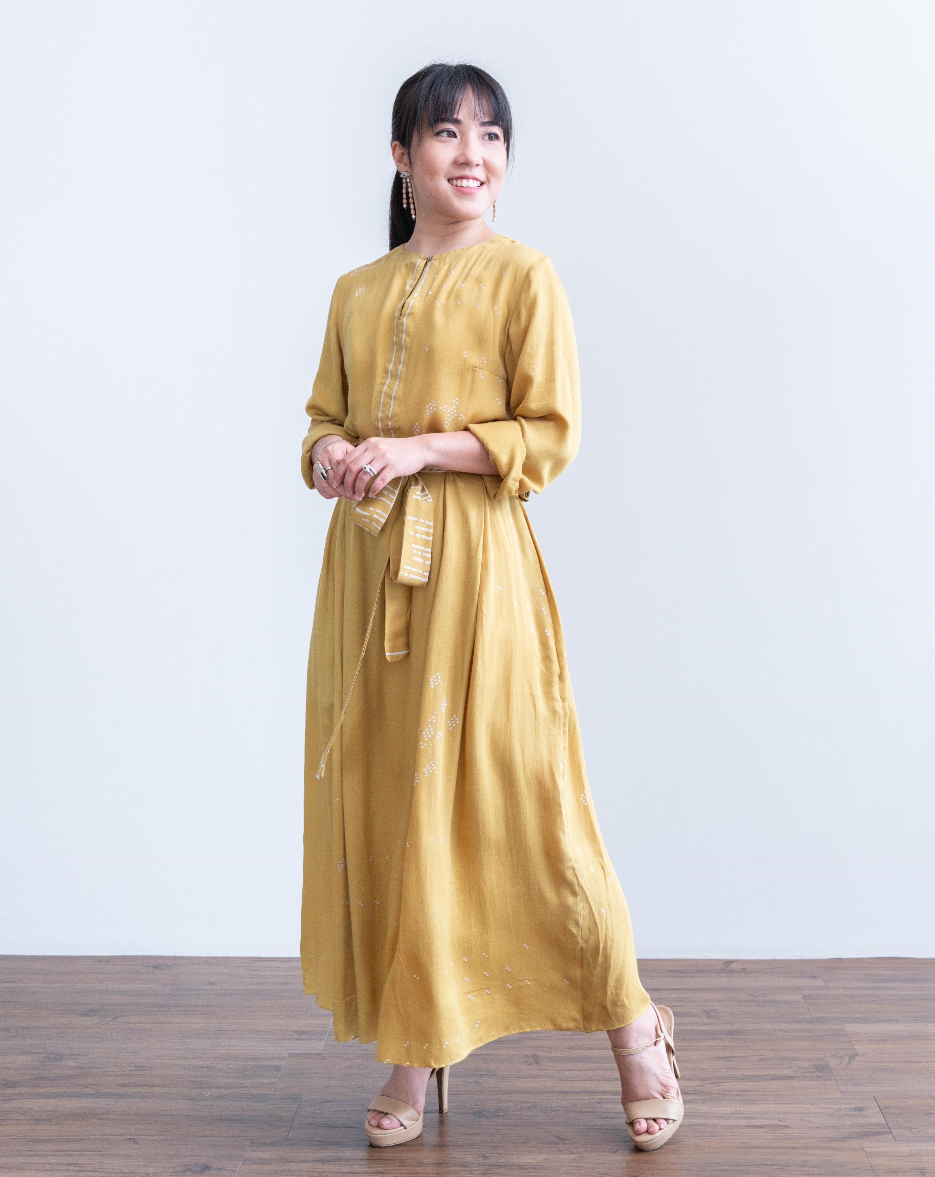 women's dress, dress with detachable belt, naturally dyed dress
