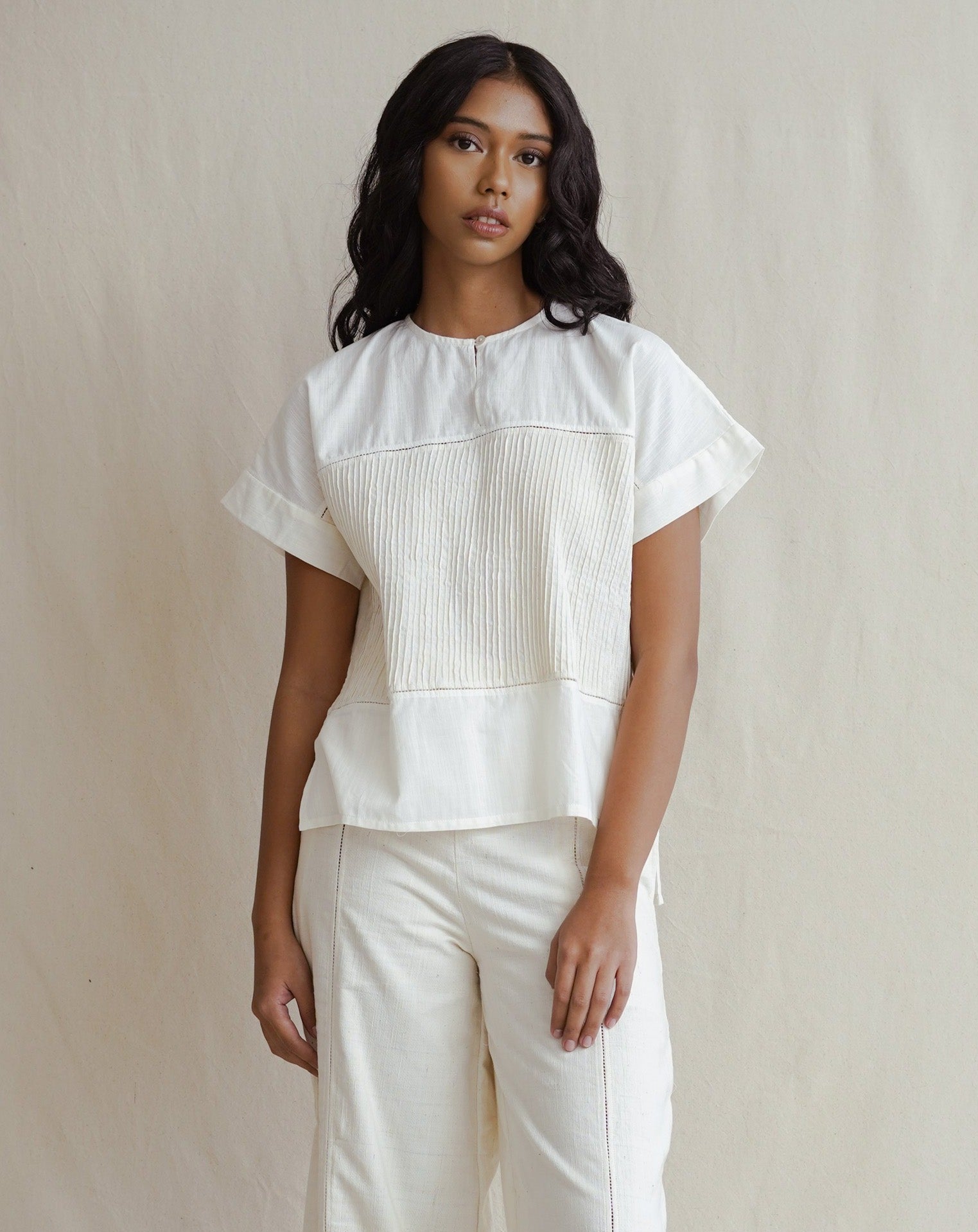 SukkhaCitta KAPAS Pin Tuck Crop Tee • The Most Meaningful Clothes