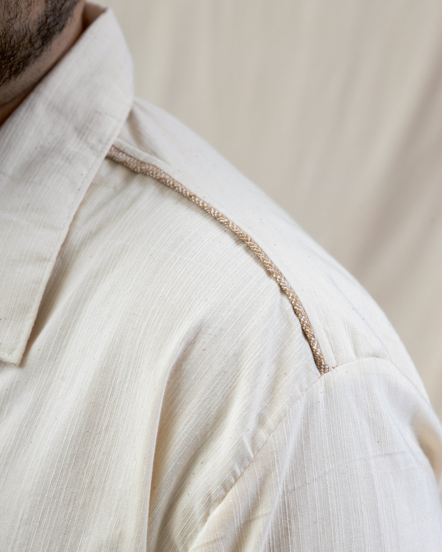 shoulder piping regenerative cotton detail