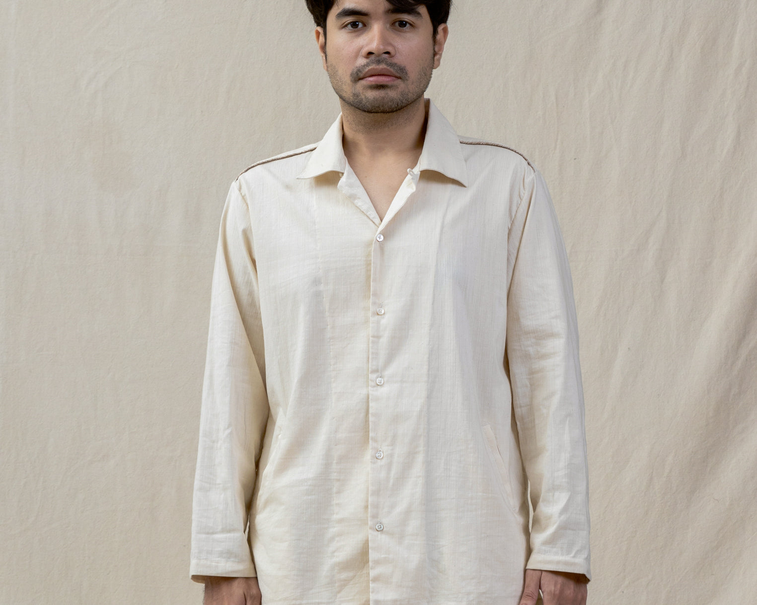 unisex white cotton shirt made from regenerative cotton