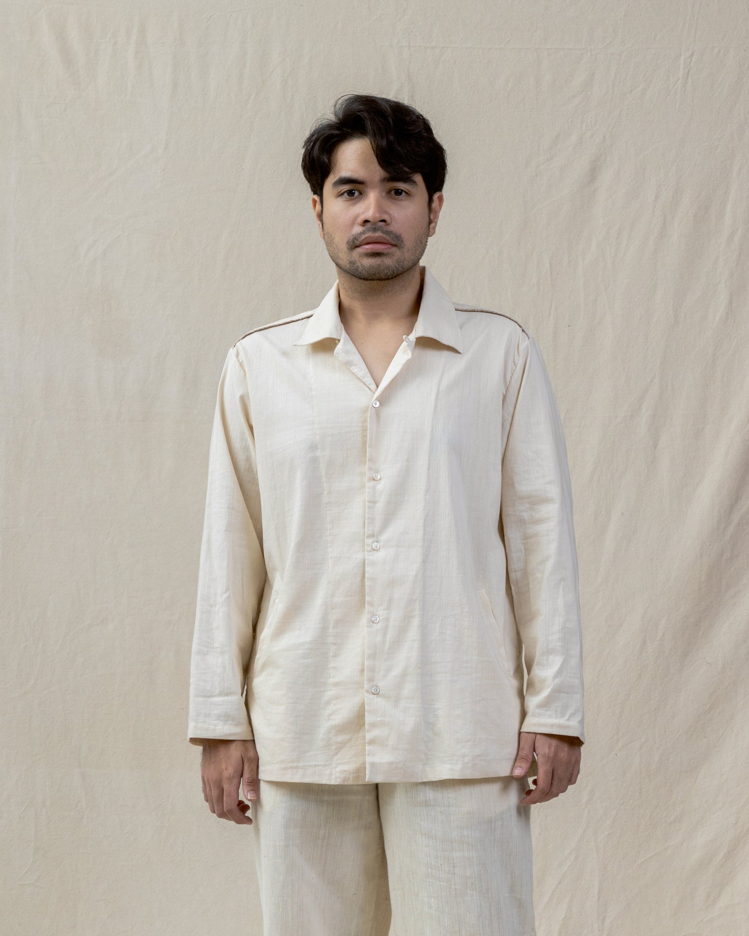 unisex white cotton shirt made from regenerative cotton