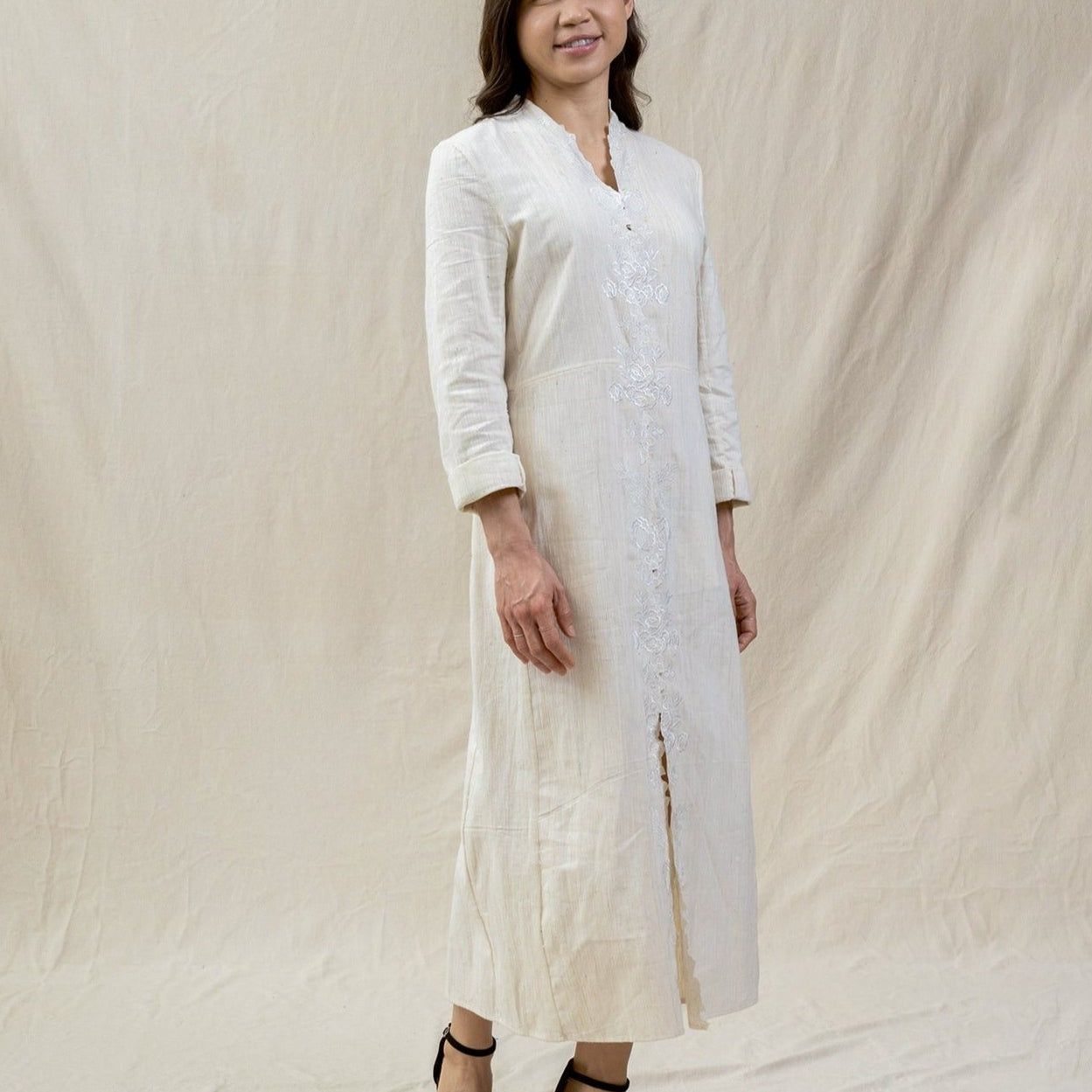 white modest regenerative cotton dress